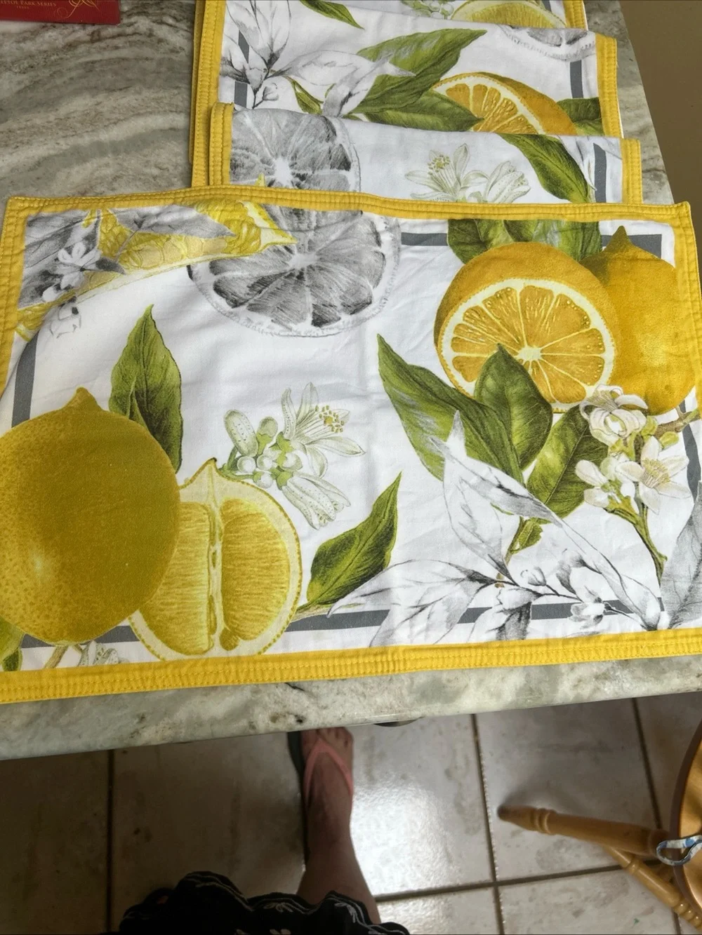 Williams Sonoma Meyer Lemon placemats Set 4 Cotton Limoncello Lemon Tree SICILY